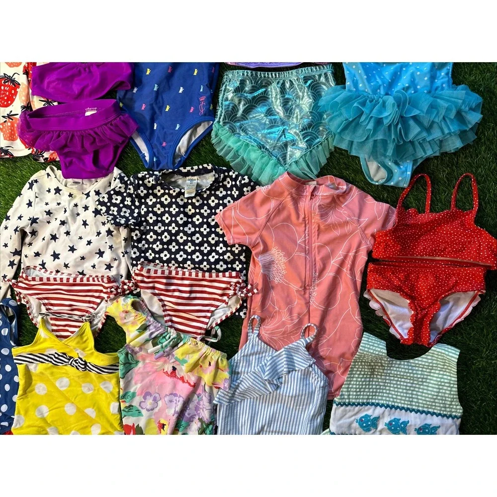 Lot Of 14‎ Girls Swimsuits 12m-2T Bathing Suits Bikinis Swim Shirts